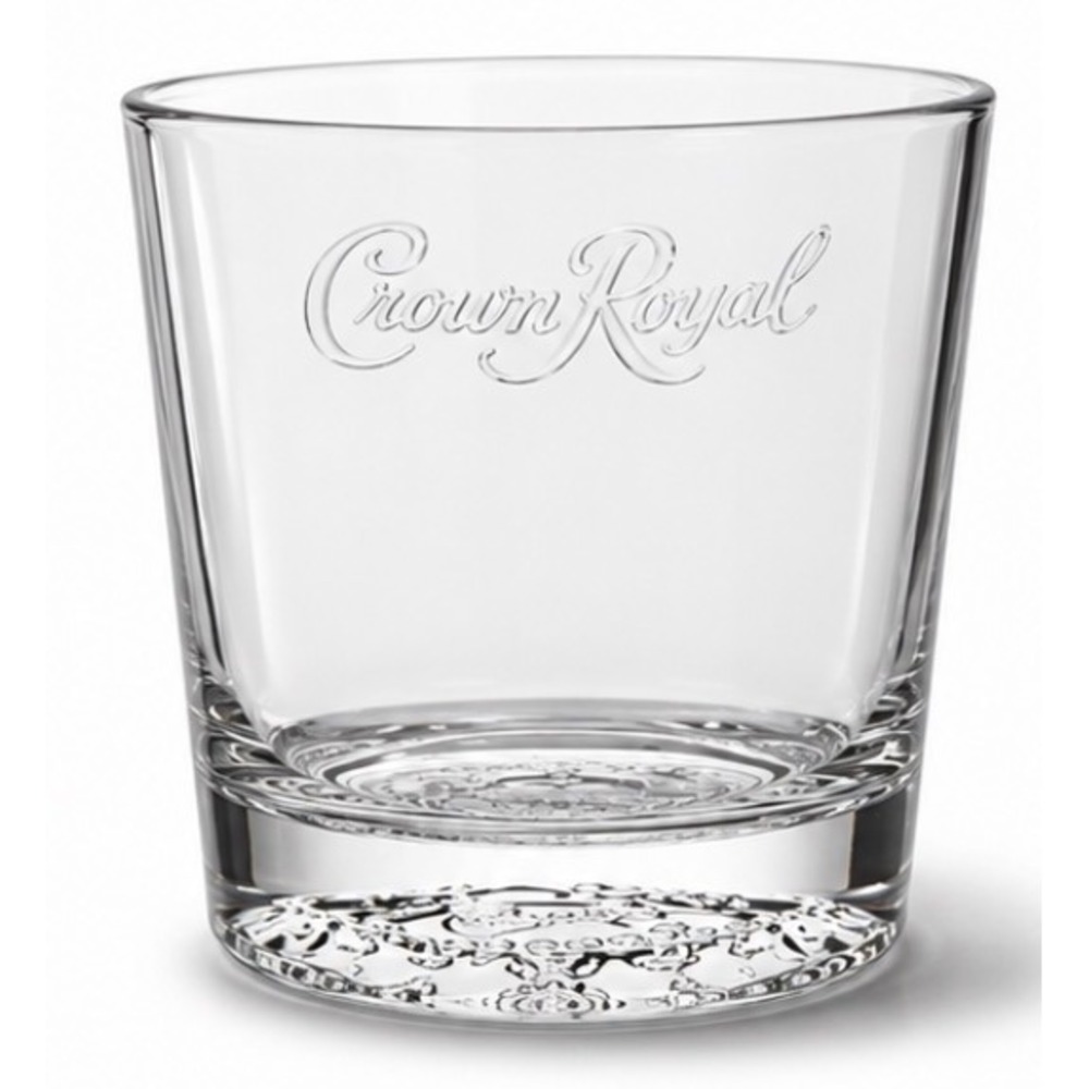 Crown Royal Canadian Whisky Rocks Glass Embossed‎ Logo Weighted Base
